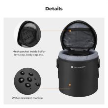 K&F Concept objektív védő tok, S méret, 7x11cm, vállpánt, csepp és porálló zipzár, ráadás pumpa (KF-13-189)