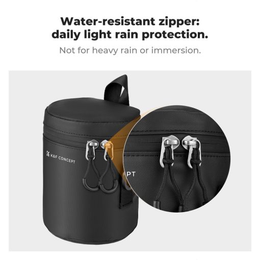 K&F Concept objektív védő tok, M méret, 8x14cm, vállpánt, csepp és porálló zipzár (KF-13-201)