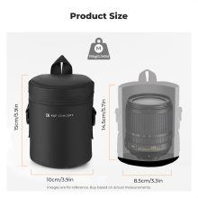 K&F Concept objektív védő tok, M méret, 8x14cm, vállpánt, csepp és porálló zipzár (KF-13-201)