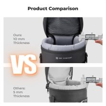 K&F Concept objektív védő tok, L méret, 9x18cm, vállpánt, csepp és porálló zipzár (KF-13-202)