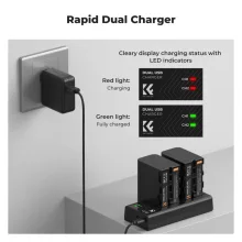 K&F Concept hordozható dupla USB-C akkumulátor NP-F970 töltő + 2db NP-F970 akkumulátor 6600mAh (KF-28-0047)