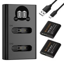 K&F Concept hordozható dupla USB-C akkumulátor BJ-11 töltő + 2db DB-110 akkumulátor 1100mAh (KF-28-0051)