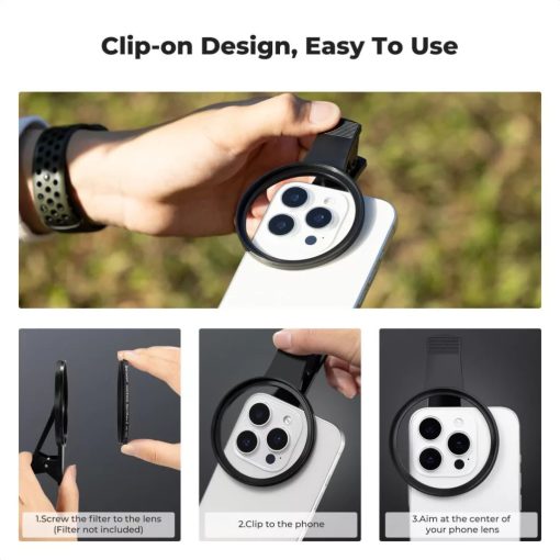 K&F Concept unverzális csipeszes szűrőtartó mobiltelefonokhoz, 67mm (KF-31-142)