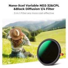 K&F Concept NANO-X, CPL+VARIO ND2-32+Black Mist 1/4 szűrő, w/o black cross, HD, vízlep, karcálló, 62mm (KF-01-2924V2)