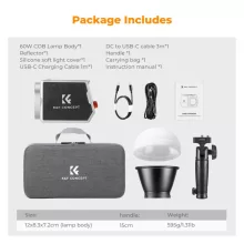 K&F Concept 60W BI COB led lámpa, 2700K-6500K, 97CRI, 12 effekt, 13500mAh, APP, Mini Bowens (KF-34-045)