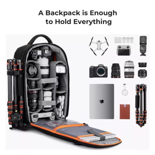 K&F Concept Nature Wander 05, 18L, fotós hátizsák, vízálló, esőhuzat, 15,6" laptoptartó, fekete (KF-13-205)