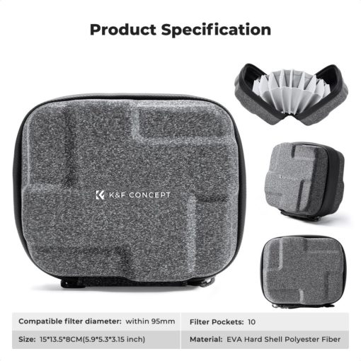 K&F Concept szűrőtartó kemény tok, 10db szűrő számára, max 82mm (KF-13-185)