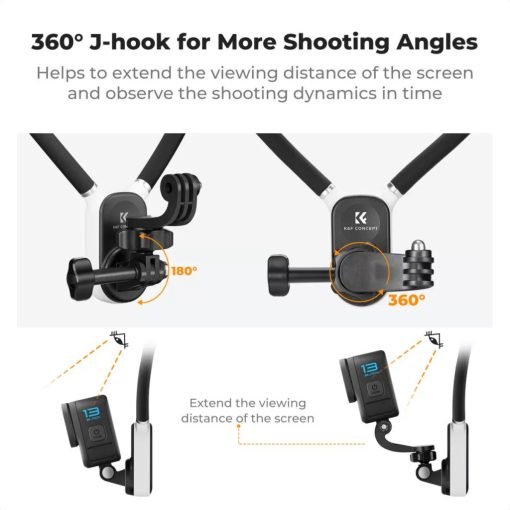 K&F Concept nyakba akasztható akció kamera tartó, Gopro és DJI Pocket 3 adapter (KF-31-129)