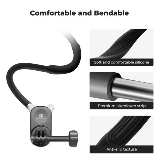 K&F Concept nyakba akasztható akció kamera tartó, Gopro és DJI Pocket 3 adapter (KF-31-129)