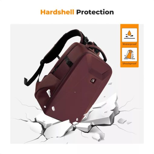 K&F Concept hardshell professzionális kamera hátizsák, 22L, 15.6 laptop zseb, bordó (KF-13-134V5)