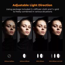 K&F Concept 65cm átmérőjű, octagonal softbox, gyorscsatlakozás, méhsejt rács, Bowens (KF-18-0015)