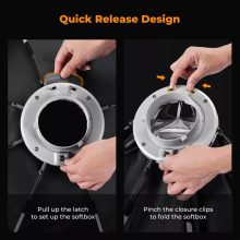 K&F Concept 90cm átmérőjű, octagonal softbox, gyorscsatlakozás, méhsejt rács, Bowens (KF-18-0016)