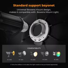 K&F Concept 90cm átmérőjű, octagonal softbox, gyorscsatlakozás, méhsejt rács, Bowens (KF-18-0016)