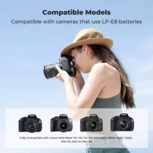K&F Concept hordozható tripla USB-C akkumulátor LC-E12E töltő, LCD + 3db LP-E8 akkumulátor 1200mAh (KF-28-0099)