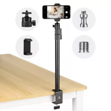 K&F Concept C-Clamp multifunkciós, állítható asztali állvány rendszer, gömbfej, telefontartó adapter (KF-34-040)