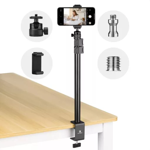 K&F Concept C-Clamp multifunkciós, állítható asztali állvány rendszer, gömbfej, telefontartó adapter (KF-34-040)