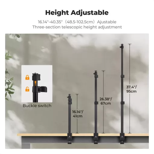 K&F Concept C-Clamp multifunkciós, állítható asztali állvány rendszer, gömbfej, telefontartó adapter (KF-34-040)