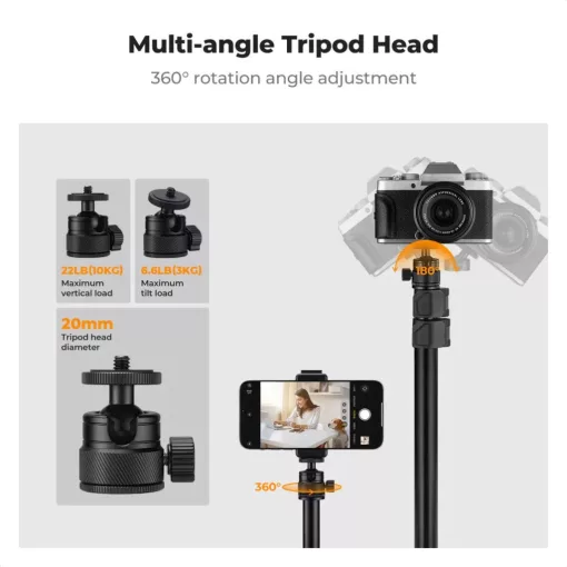 K&F Concept C-Clamp multifunkciós, állítható asztali állvány rendszer, gömbfej, telefontartó adapter (KF-34-040)