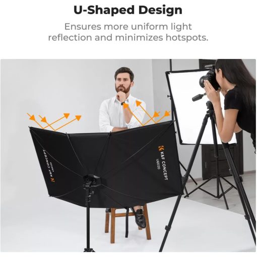 K&F Concept Curved Clamshell Reflector, hajlított derítőlap, 65x123cm, állvánnyal (KF-18-0017)