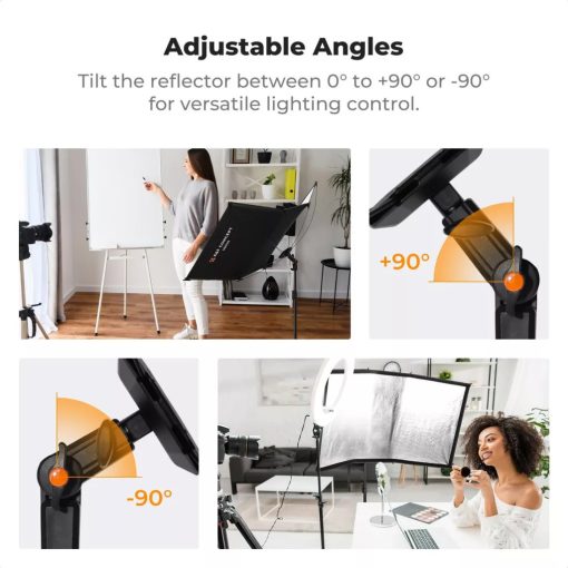 K&F Concept Curved Clamshell Reflector, hajlított derítőlap, 65x123cm, állvánnyal (KF-18-0017)