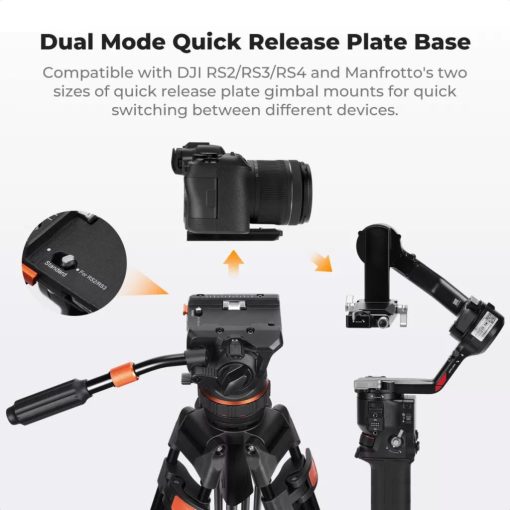 K&F Concept VA3 videóállvány, BV60 fluid video fej, 191cm magasság, 10kg teherbírás (KF-09-148V1)