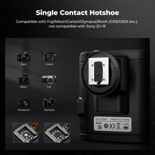 K&F Concept M01 mini vaku, GN12, 5600K, 2000mAh, középpontos érintkezővel (KF-22-016)