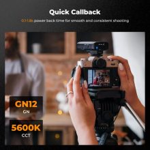 K&F Concept M01 mini vaku, GN12, 5600K, 2000mAh, középpontos érintkezővel (KF-22-016)