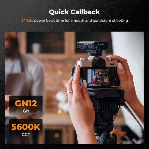 K&F Concept M01 mini vaku, GN12, 5600K, 2000mAh, középpontos érintkezővel (KF-22-016)