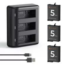 K&F Concept hordozható tripla USB-C akkumulátor töltő +3db DJI Osmo Action 5 Pro akkumulátor 2100mAh (KF-28-0086)