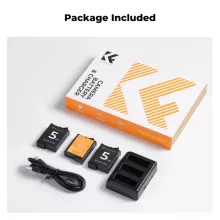 K&F Concept hordozható tripla USB-C akkumulátor töltő +3db DJI Osmo Action 5 Pro akkumulátor 2100mAh (KF-28-0086)