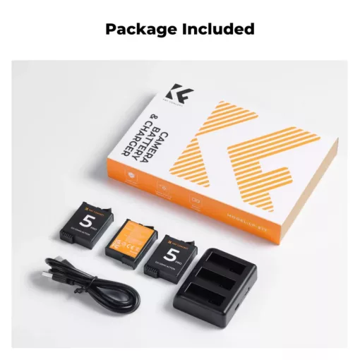 K&F Concept hordozható tripla USB-C akkumulátor töltő +3db DJI Osmo Action 5 Pro akkumulátor 2100mAh (KF-28-0086)