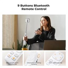 K&F Concept X96 selfie állvány, monopod, telefontartó adapter, 175cm max magasság, bluetooth, fehér (KF-15-0001)