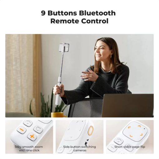 K&F Concept X96 selfie állvány, monopod, telefontartó adapter, 175cm max magasság, bluetooth, fehér (KF-15-0001)