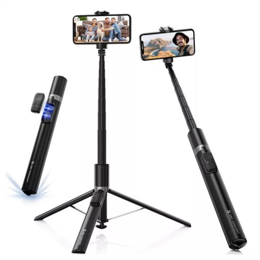 K&F Concept X96 selfie állvány, monopod, telefontartó adapter, 175cm max magasság, bluetooth, fekete (KF-15-0002)