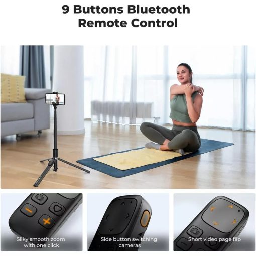 K&F Concept X96 selfie állvány, monopod, telefontartó adapter, 175cm max magasság, bluetooth, fekete (KF-15-0002)