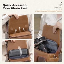 K&F Concept Sling Bag 10L Urban Wander 11, Grawel white, bőrhatású felület, tört fehér, barna (KF-13-142V2)