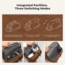 K&F Concept Sling Bag 10L Urban Wander 11, Grawel white, bőrhatású felület, tört fehér, barna (KF-13-142V2)