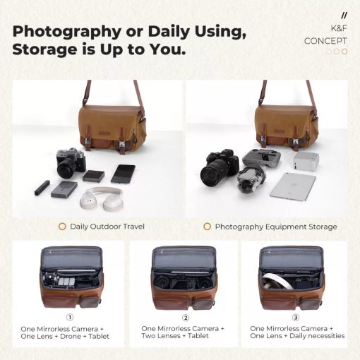 K&F Concept Sling Bag 10L Urban Wander 11, Gobi brown, bőrhatású felület, sötét barna (KF-13-142V1)