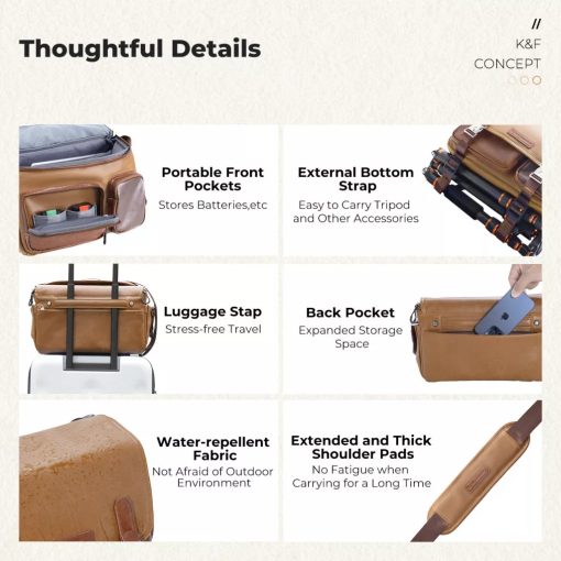 K&F Concept Sling Bag 10L Urban Wander 11, Gobi brown, bőrhatású felület, sötét barna (KF-13-142V1)