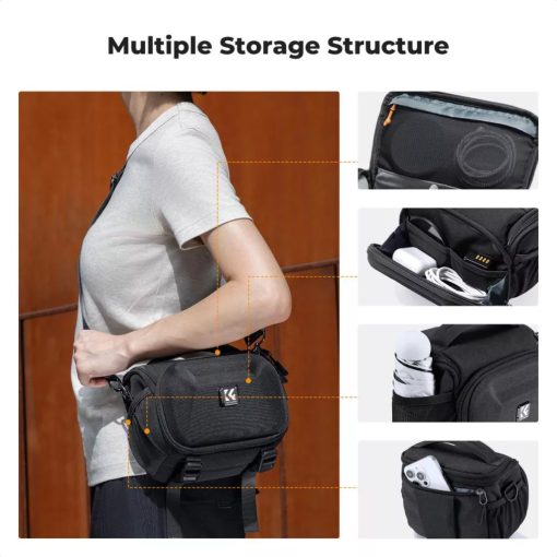 K&F Concept Travel Shoulder Bag oldaltáska, 2,5L, S, kemény előlapi védőborítás, fekete (KF-13-222)