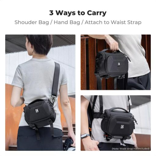 K&F Concept Travel Shoulder Bag oldaltáska, 2,5L, S, kemény előlapi védőborítás, fekete (KF-13-222)