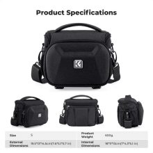 K&F Concept Travel Shoulder Bag oldaltáska, 2,5L, S, kemény előlapi védőborítás, fekete (KF-13-222)