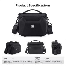 K&F Concept Travel Shoulder Bag oldaltáska, 5L, M, kemény előlapi védőborítás, fekete (KF-13-221)