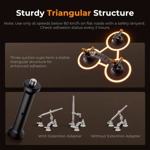 K&F Concept tripla tapadókorong rögzítő készlet, 3db MS44, magic arm, összekötő elemek, 32-110cm rúd (KF-31-197)