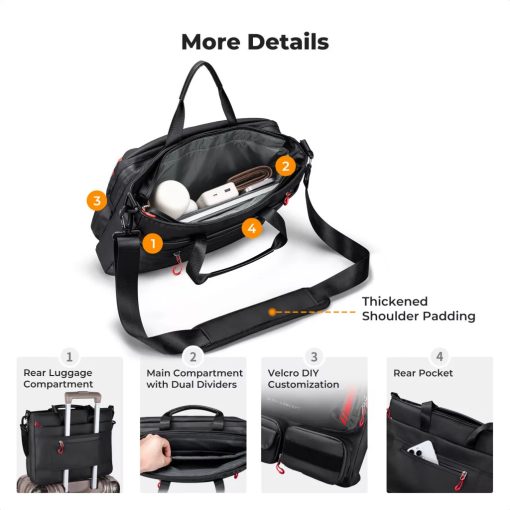 K&F Concept multifunkciós digitális eszköz tároló válltáska, 15,6" laptophoz, fekete (KF-13-225)