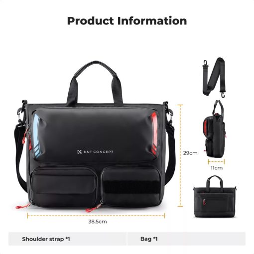 K&F Concept multifunkciós digitális eszköz tároló válltáska, 15,6" laptophoz, fekete (KF-13-225)