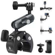 K&F Concept MS100 csőre szerelhető satu 8-40mm átmérőhöz, magic arm, GoPro adapter, állvány menet (KF-31-204)