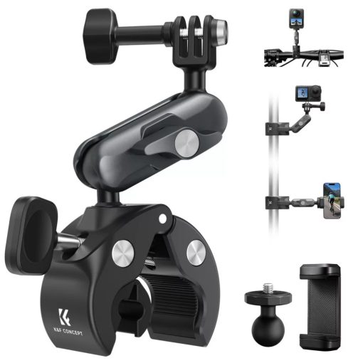 K&F Concept MS100 csőre szerelhető satu 8-40mm átmérőhöz, magic arm, GoPro adapter, állvány menet (KF-31-204)