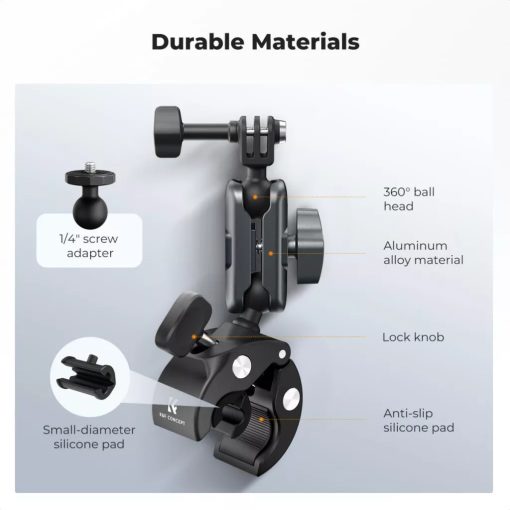 K&F Concept MS100 csőre szerelhető satu 8-40mm átmérőhöz, magic arm, GoPro adapter, állvány menet (KF-31-204)