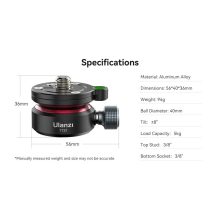 Ulanzi TT37 vízszintező mini állványfej, 3/8" és 1/4" (UL-T065GBB1)